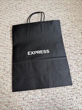 Express Black Paper Tote Bag with White Logo rare